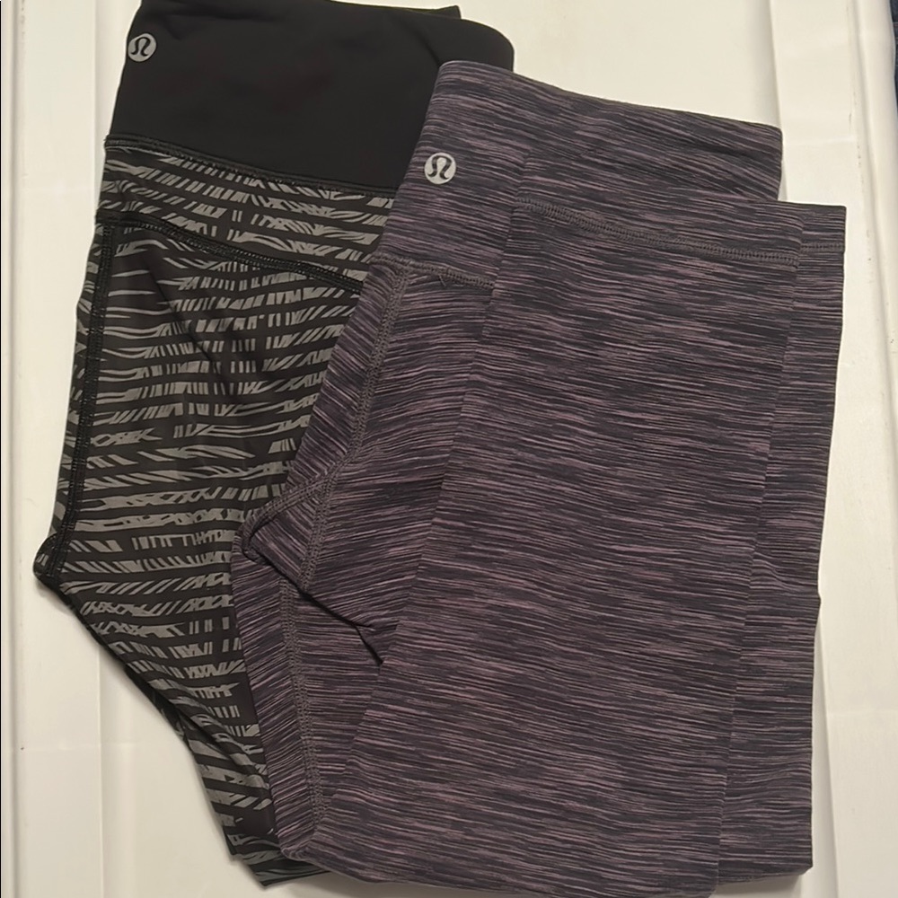 Lululemon cropped Leggings - Black/Purple,2 pairs 1 price, great condition